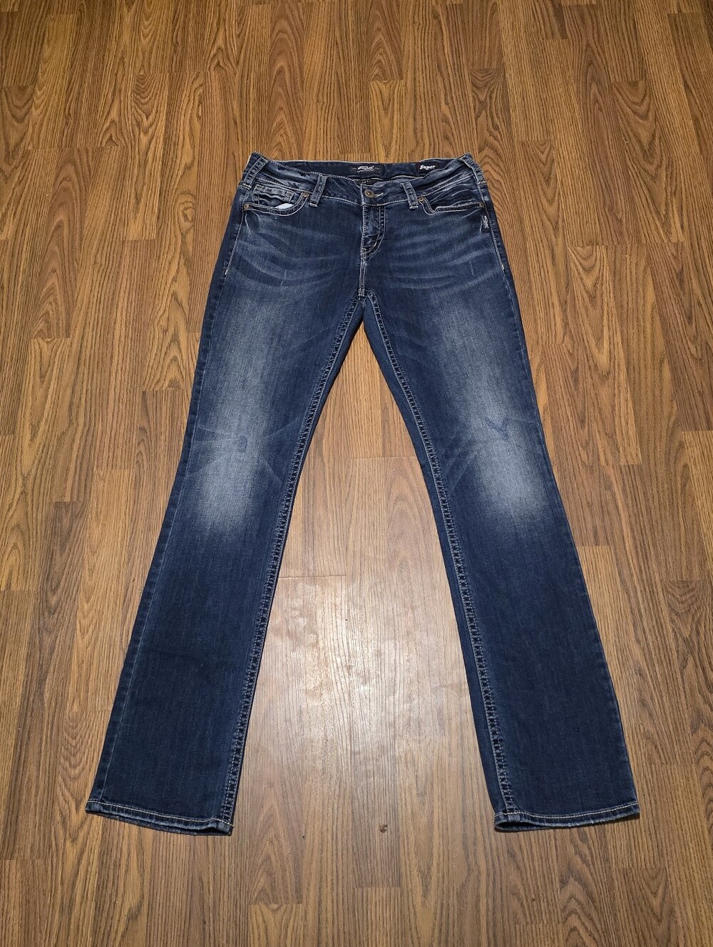 Silver Jeans Suki Mid Straight Super Stretch Dark Denim Jeans Womens W31 L34 F74